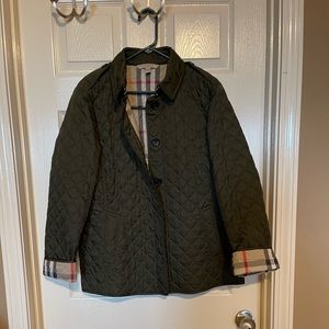 Burberry Quilted Jacket In Olive Green